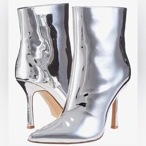 New Shiny Silver Heeled Ankle Stiletto Boots